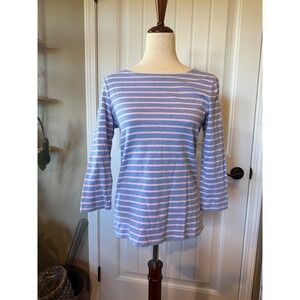 Joules Striped Boat Neck 3/4 Sleeve Top Blue Pink Fit For Land And Sea Size 4